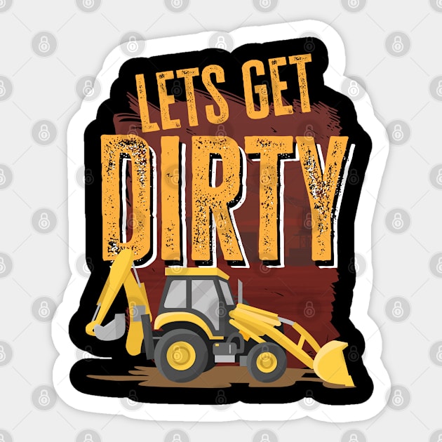 Funny Excavator and Construction Worker Heavy Equipment Sticker by Riffize